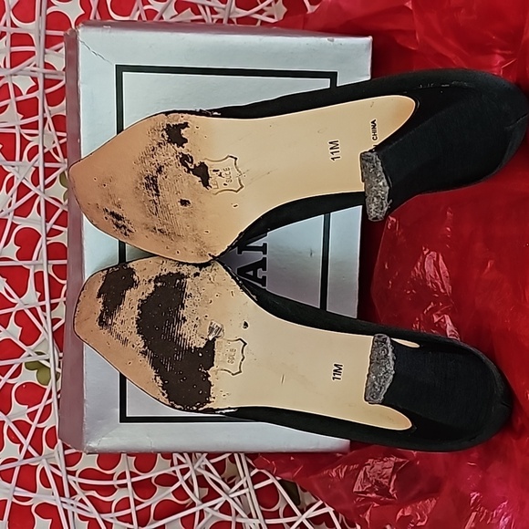 Women Black Shimmer Satin Valenti Franco Heels in a Size 11M - Picture 3 of 8